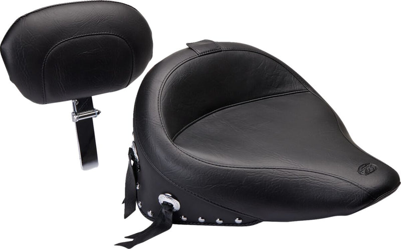 Mustang Wide Solo Seat with Removable Backrest Black Leather Vinyl #79485