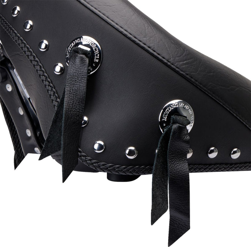 Mustang Wide Solo Seat with Removable Backrest Black Leather Vinyl Each