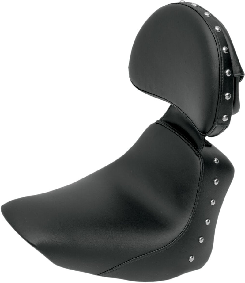 Saddlemen Renegade Heels Down Solo Seat w/Driver Backrest and Studs for 2005-2017 Harley-Davidson Softail Motorcycles Black
