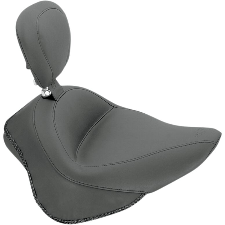 Mustang Wide Solo Seat with Removable Backrest Vintage Black Leather Vinyl #79742
