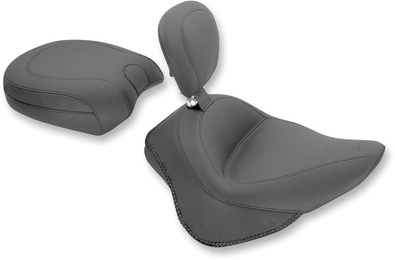 Mustang Wide Solo Seat with Removable Backrest Vintage Black Leather Vinyl Each