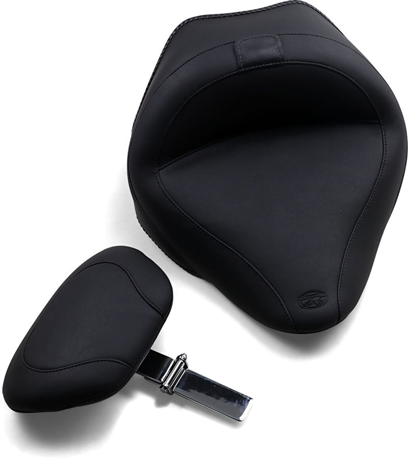 Mustang Wide Solo Seat with Removable Backrest Vintage Black Leather Vinyl Each