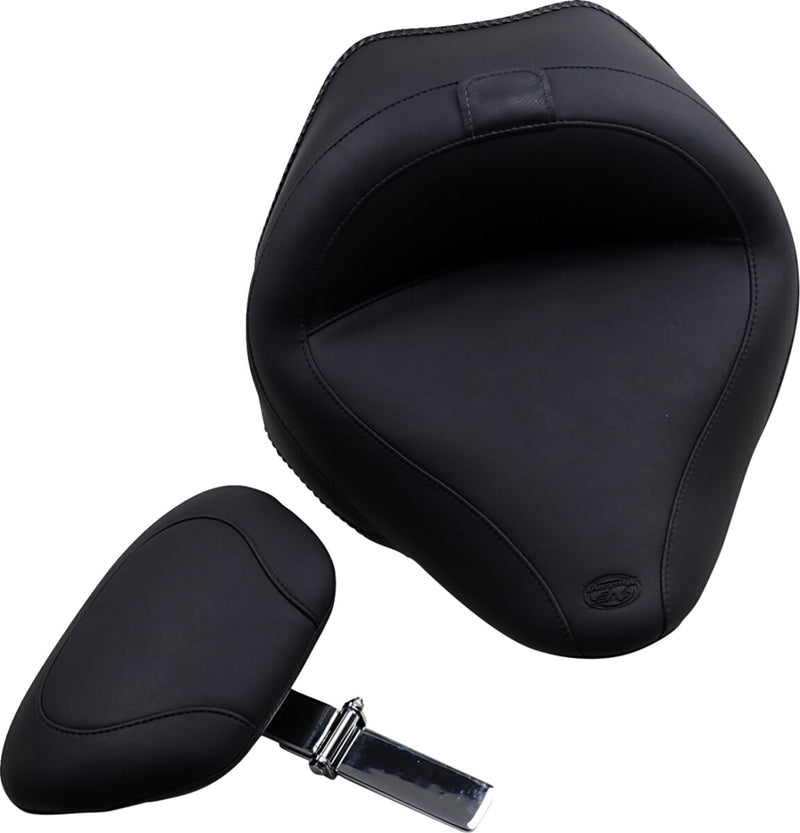 Mustang Wide Solo Seat with Removable Backrest Vintage Black Leather Vinyl Each