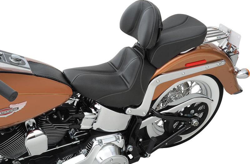 Saddlemen SaddleHyde GC-Style Dominator Solo Seat w/ Backrest Option for 2001-2016 Harley-Davidson Heritage Softail and 2006-2017 Harley-Davidson Softail Deluxe Motorcycles Black #806-15-0042