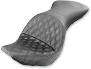 Saddlemen Explorer Lattice Stitch Seat For Harley-Davidson 2006-2009 FXST/B/S Standard & 2007-2017 FLSTF/B/S Fatboy Models Black