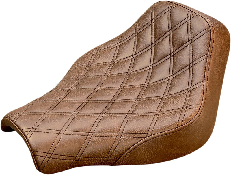 Saddlemen Brown Renegade Lattice Stitch Solo Seat for 2018-2026 Harley-Davidson Softail Motorcycles