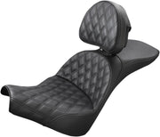 Saddlemen Black Explorer Lattice Stitch Touring Seat w/Driver Backrest for 2018-2026 Harley-Davidson Softail Motorcycles