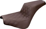 Saddlemen Brown Drivers Seat Diamond Pattern LS-Step Up Seat for 2018-2026 Harley-Davidson Softail Motorcycles
