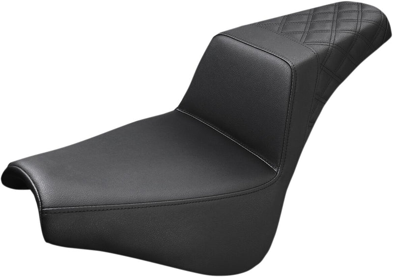 Saddlemen Black Passengers Seat Diamond Pattern LS-Step Up Seat for 2018-2026 Harley-Davidson Softail Motorcycles Black Fitment Harley-Davidson