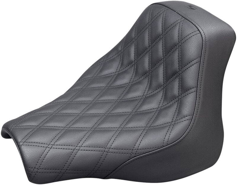 Saddlemen Black Renegade Lattice Stitch Solo Seat for 2018-2023 Harley-Davidson Softail Fat Bob 114 - FXFBS and 2018-2019 Harley-Davidson Softail Fat Bob - FXFB Motorcycles