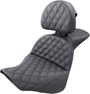 Saddlemen Black Explorer Lattice Stitch Seat w/Driver Backrest for 2018,2023-2026 Harley-Davidson Softail Motorcycles