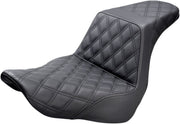 Saddlemen Black Lattice Stitch Step-Up Seat for 2018-2026 Harley-Davidson Softail Motorcycles