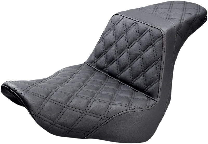 Saddlemen Black Lattice Stitch Step-Up Seat for 2018-2026 Harley-Davidson Softail Motorcycles