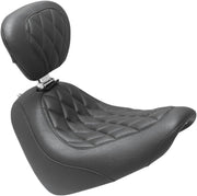 Mustang Seats Black Wide Tripper Diamond Stitch Seat w/Drivers Backrest for 2018-2019 Harley-Davidson Softail Fat Bob - FXFB and 2018-2023 Harley-Davidson Softail Fat Bob 114 - FXFBS Motorcycles