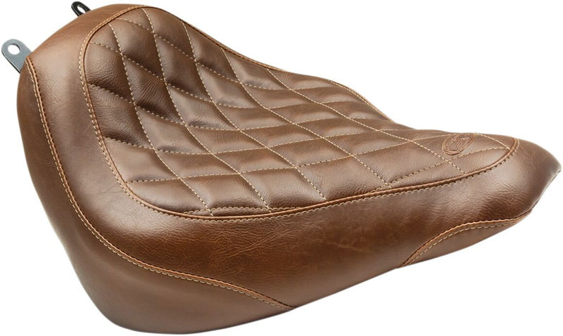 Mustang Seats Brown Wide Tripper Diamond Stitch Front Solo Seat for 2018-2026 Harley-Davidson Softail #83005