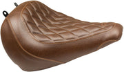 Mustang Seats Brown Wide Tripper Diamond Stitch Front Solo Seat for 2018-2019,2025-2026 Harley-Davidson Softail Fat Boy - FLFB and 2018-2024 Harley-Davidson Softail Fat Boy 114 - FLFBS Motorcycles