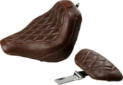 Mustang Seats Brown Wide Tripper Diamond Stitch Seat w/Drivers Backrest for 2018-2020,2025-2026 Harley-Davidson Softail Street Bob - FXBB and 2021-2024 Harley-Davidson Softail Street Bob - FXBBS Motorcycles