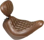 Mustang Seats Brown Wide Tripper Diamond Stitch Seat w/Drivers Backrest for 2018-2026 Harley-Davidson Softail #83040