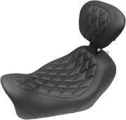 Mustang Seats Wide Tripper Solo Seat w/Drivers Backrest for 2014-2017 Harley-Davidson Dyna Fat Bob - FXDF Motorcycles