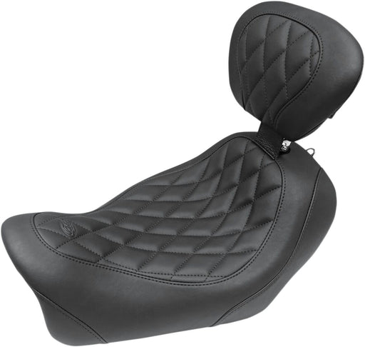 Mustang Seats Wide Tripper Solo Seat w/Drivers Backrest for 2014-2017 Harley-Davidson Dyna Fat Bob - FXDF Motorcycles