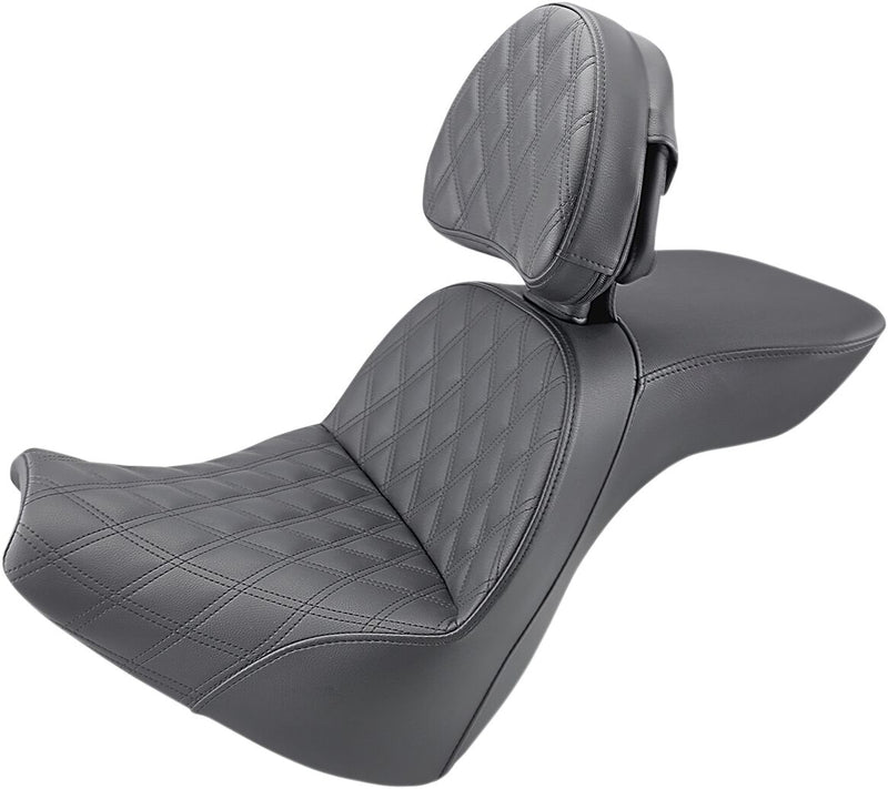 Saddlemen Explorer Lattice Stitch Touring Seat w/Driver Backrest for 2018-2019 Harley-Davidson Softail Breakout - FXBR and 2018-2020 Harley-Davidson Softail Breakout 114 - FXBRS Motorcycles Black