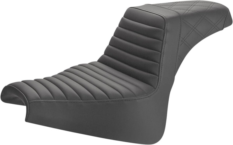 Saddlemen Black Rear Lattice Stitch Tuck N Roll Seat for 2018 Harley-Davidson Softail Low Rider - FXLR and 2018 Harley-Davidson Softail Sport Glide - FLSB Motorcycles