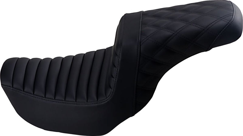 Saddlemen Black Rear Lattice Stitch Tuck N Roll Seat for 2006-2017 Harley-Davidson Dyna Motorcycles