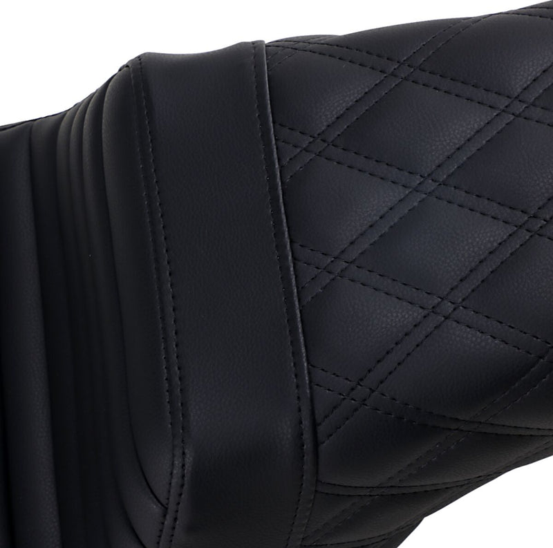 Saddlemen Black Rear Lattice Stitch Tuck N Roll Seat for 2006-2017 Harley-Davidson Dyna Motorcycles #806-04-176