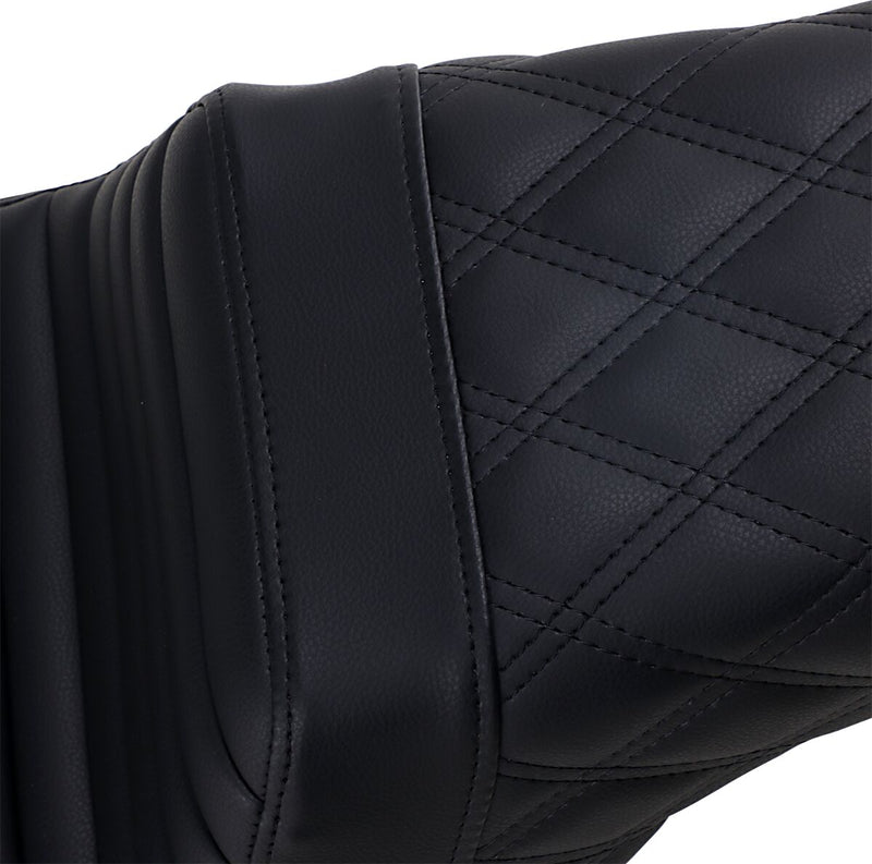Saddlemen Black Rear Lattice Stitch Tuck N Roll Seat for 2006-2017 Harley-Davidson Dyna Motorcycles #806-04-176
