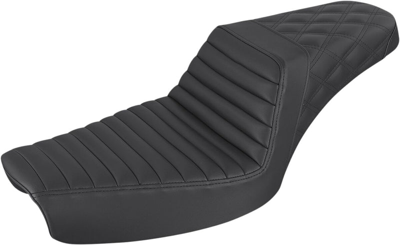 Saddlemen Black Rear Lattice Stitch Tuck N Roll Seat for 1996-2003 Harley-Davidson Dyna Motorcycles