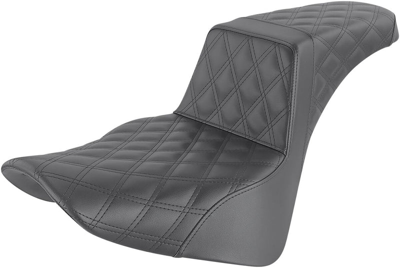 Saddlemen Black Lattice Stitched Step Up Seat for 2018-2026 Harley-Davidson Softail Motorcycles