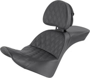 Saddlemen Black Explorer Lattice Stitched Seat w/Driver Backrest for 2018-2026 Harley-Davidson Softail Motorcycles