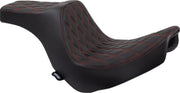 Drag Specialties Seats Predator III Seat Black 2-Up Seat Vinyl Black| Red #0802-1492