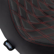 Drag Specialties Seats Predator III Seat Black 2-Up Seat Vinyl Black| Red #0802-1492