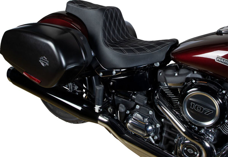 Drag Specialties Seats Predator III Seat Black Silver 2-Up Seat Vinyl #0802-1493