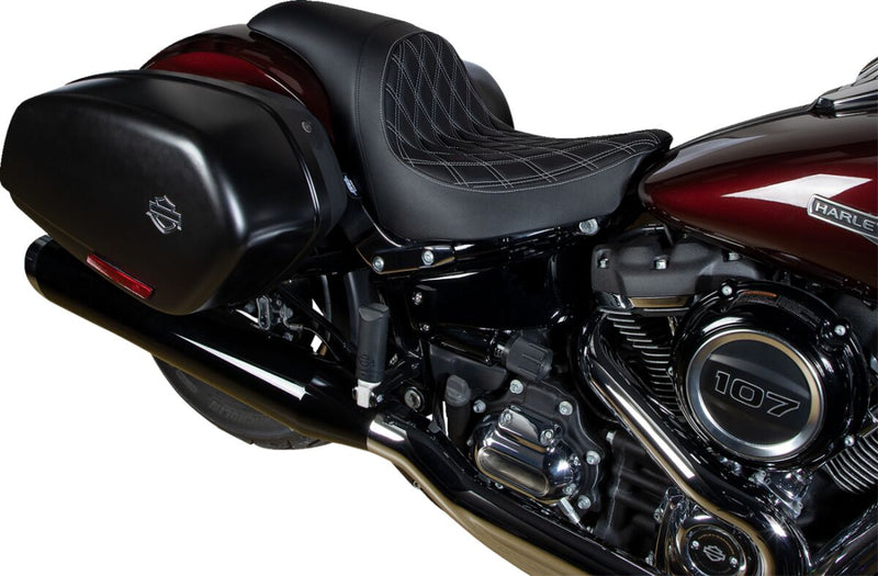Drag Specialties Seats Predator Seat Black Silver Leather Vinyl #0802-1518