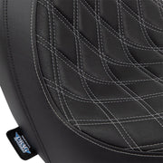 Drag Specialties Seats Predator Seat Black Silver Leather Vinyl #0802-1518