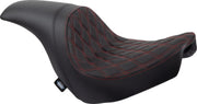 Drag Specialties Seats Predator Seat Black Leather Vinyl Black| Red