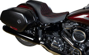 Drag Specialties Seats Predator Seat Black Leather Vinyl Black| Red #0802-1519