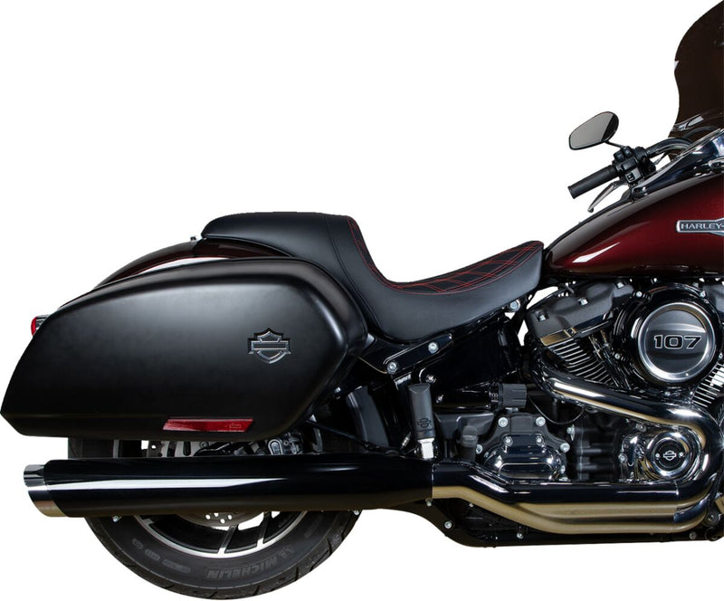 Drag Specialties Seats Predator Seat Black Leather Vinyl Black| Red #0802-1519