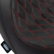 Drag Specialties Seats Predator Seat Black Leather Vinyl Black| Red #0802-1519