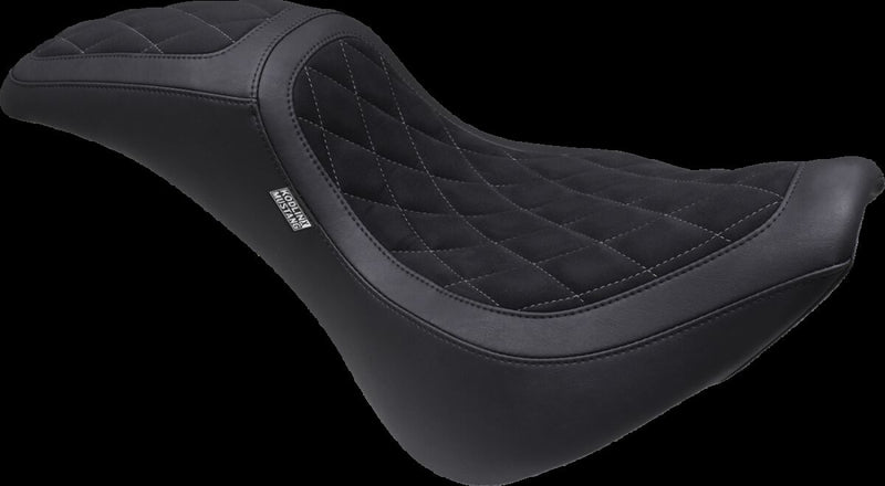 Mustang Kodlin Signature Series Fastback™ Seat for 2018-2024 Harley-Davidson Black Grey 2-Up Seat One-Piece Polyester Polyurethane #76321GM