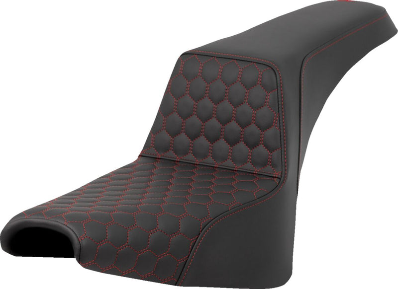Saddlemen Honeycomb Step-up Seat - 2-Up Seat, Each, Saddlehyde™ - Black / Red for Harley-Davidson Softail 2018-2026
