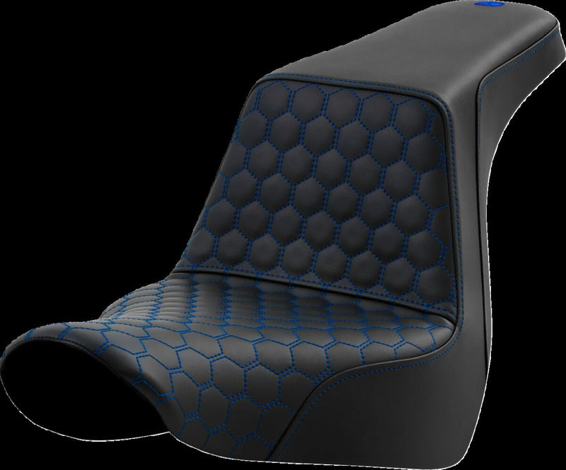 Saddlemen Honeycomb Step-up Seat - Each, Saddlehyde™, 2-Up Seat - Black / Blue for Harley-Davidson Softail & FXR 2018-2026