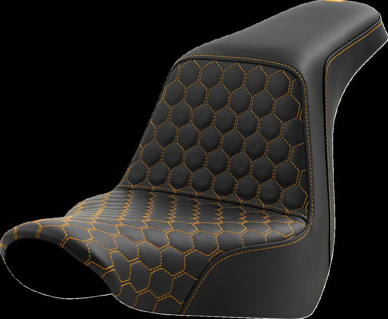 Saddlemen Honeycomb Step-up Seat - 2-Up Seat, Each, Saddlehyde™ - Black / Gold for Harley-Davidson Softail & FXR 2018-2026