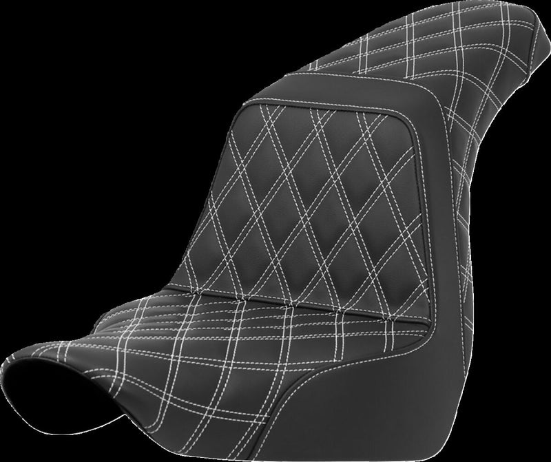 Saddlemen Lattice Stitch Step-up Seat - 2-Up Seat, Each, Saddlehyde™ - Black / White for Harley-Davidson Softail & FXR 2018-2026