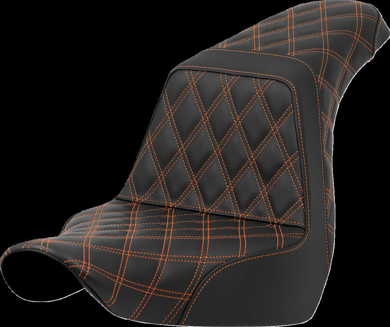 Saddlemen Lattice Stitch Step-up Seat - Each, Saddlehyde™, 2-Up Seat - Black / Orange for Harley-Davidson Softail & FXR 2018-2026