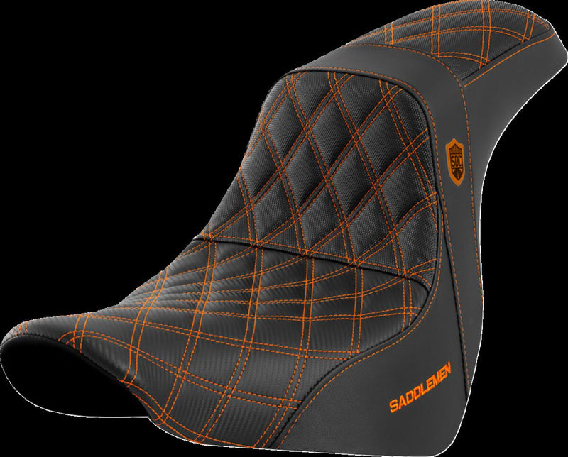 Saddlemen Pro Series SDC Performance Grip Seat - 2-Up Seat, Each, Saddlehyde™ - Black / Orange for Harley-Davidson Softail & FXR 2018-2026