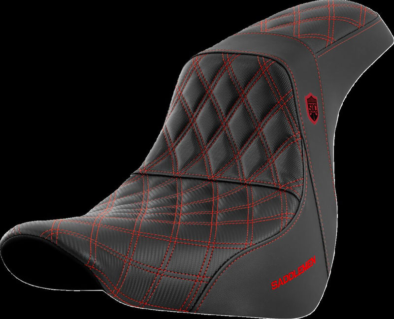 Saddlemen Pro Series SDC Performance Grip Seat - Each, 2-Up Seat, Saddlehyde™ - Black / Red for Harley-Davidson Softail & FXR 2018-2026