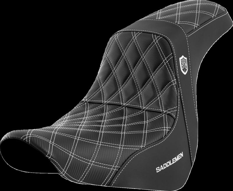 Saddlemen Pro Series SDC Performance Grip Seat - Saddlehyde™, Each, 2-Up Seat - Black / White for Harley-Davidson Softail & FXR 2018-2026
